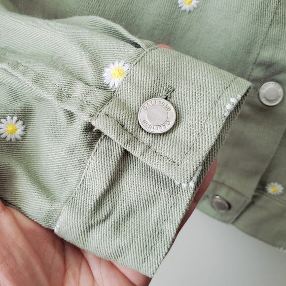 Cali 1850 Women Green Floral Embroidered Jacket S Daisy Cottage Boho Twee NEW - Picture 2 of 10